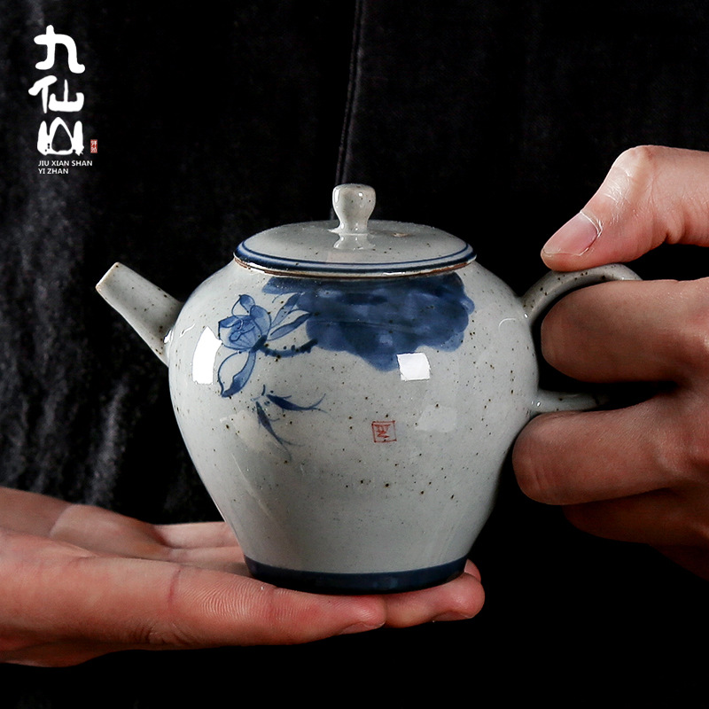 功夫茶下仿古釉茶水青花瓷家用青花水壶复古彩单茶壶泡茶功夫茶具
