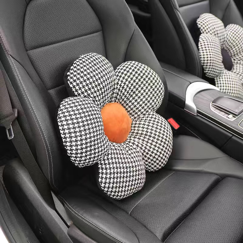 Automotive Waist Cushion Pillow Car Pillow Xuan Ya Houndstooth Cushion Female Car Seat Waist Support Backrest Waist Pad