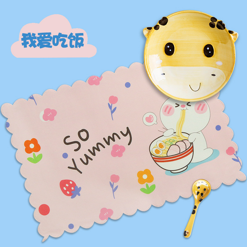 小学生餐垫卡通桌垫一年级午餐吃饭餐桌隔烫隔热垫折叠餐布可机洗