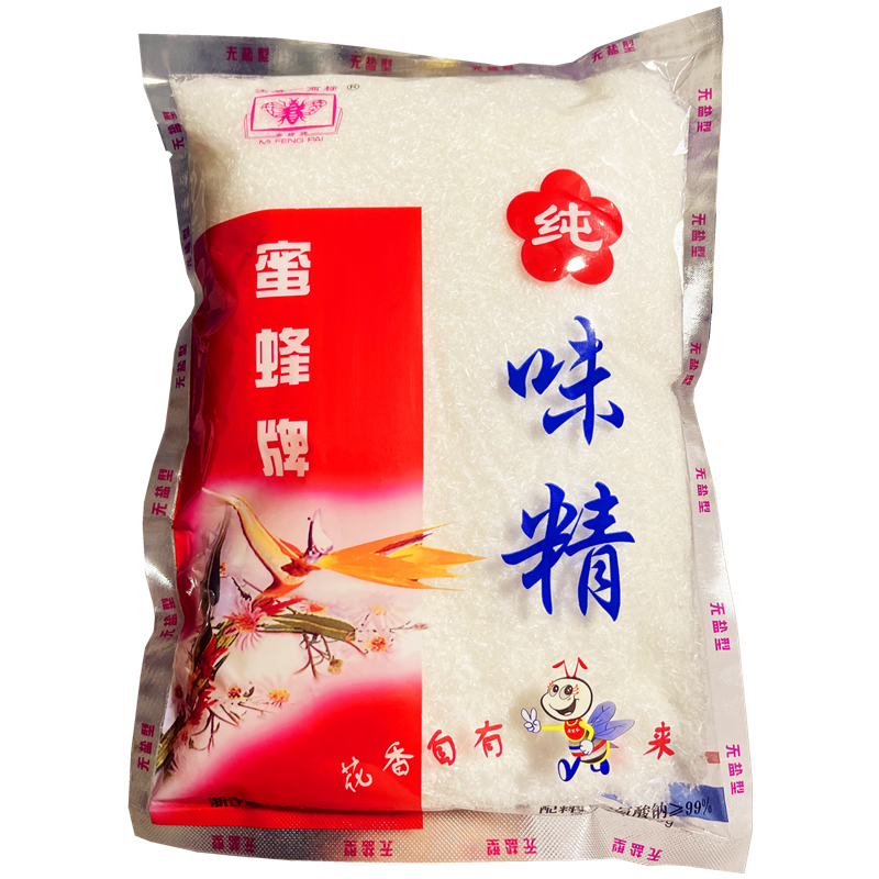 蜜蜂牌味精908g大袋雪花型粉状无盐味精餐饮调味增鲜火锅麻辣烫香