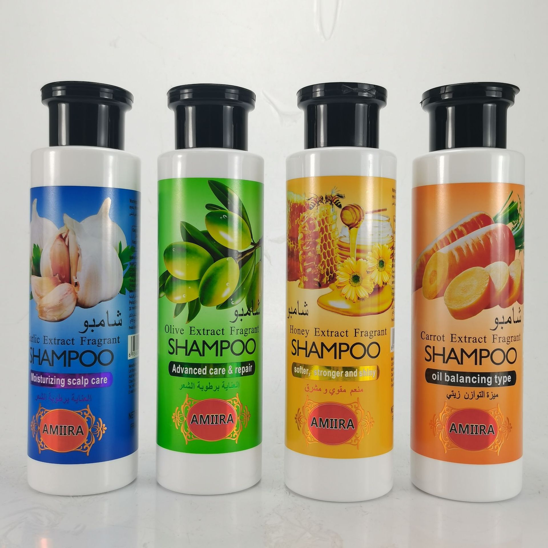 跨境外贸热销英文说明出口500ml圆柱洗发水shampoo橄榄蜂蜜胡萝卜