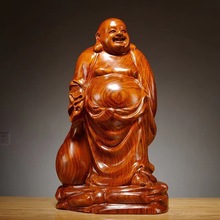 花梨木雕刻弥勒佛像摆件布袋大肚笑佛家居客厅装饰红木工艺品送礼