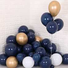 墨兰色气球深蓝色墨蓝气球装饰金属气球铬金生日派对金色银色气球