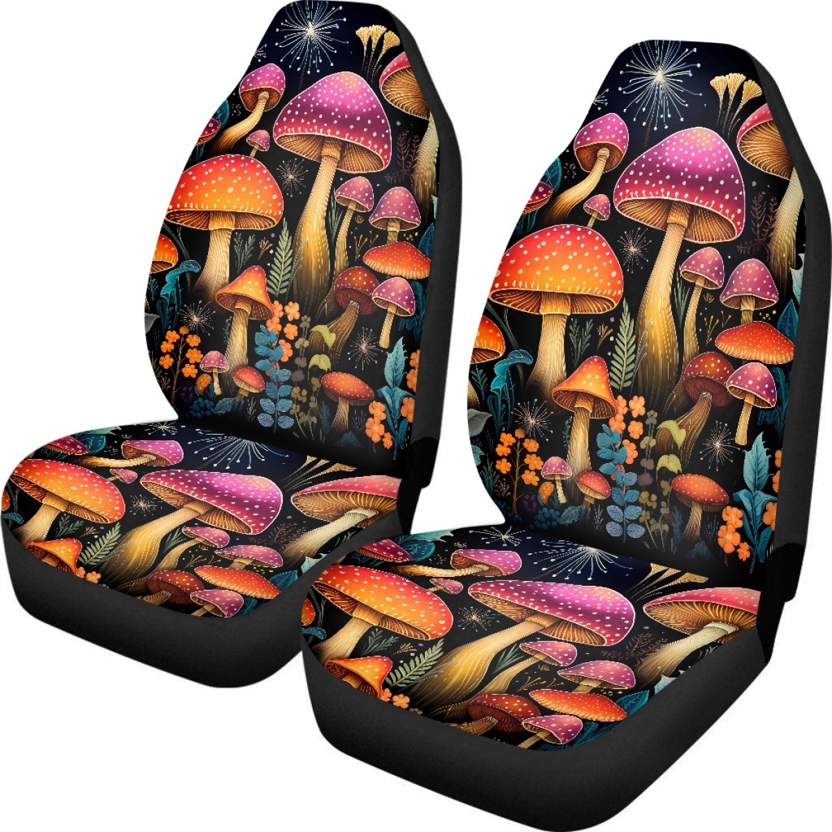 亚马逊热卖款蘑菇森林印花来图logo定 制汽车通用前排