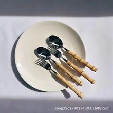 天然竹根竹节创意手工打磨制作竹柄餐勺刀叉甜品勺刀叉茶勺茶叉