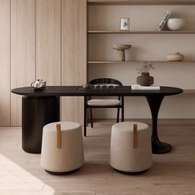 奶油实木茶桌桌椅家用茶台阳台简约轻奢现代书桌组合一体泡茶新款