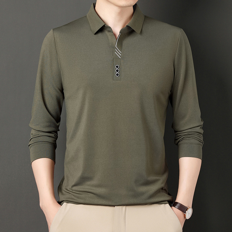 Linghao Clothing 2022 Autumn Men's Lapel Long Sleeve Polo Shirt Simple Casual Men's Clothing T-shirt