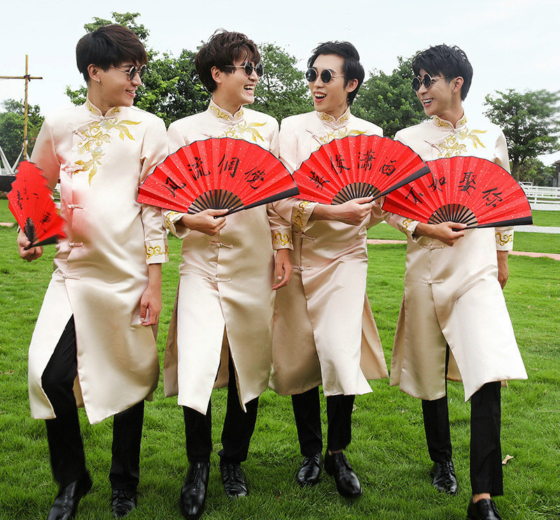 伴郎服中式兄弟团伴郎服装伴娘服姐妹团结婚礼服唐装汉服中国风男