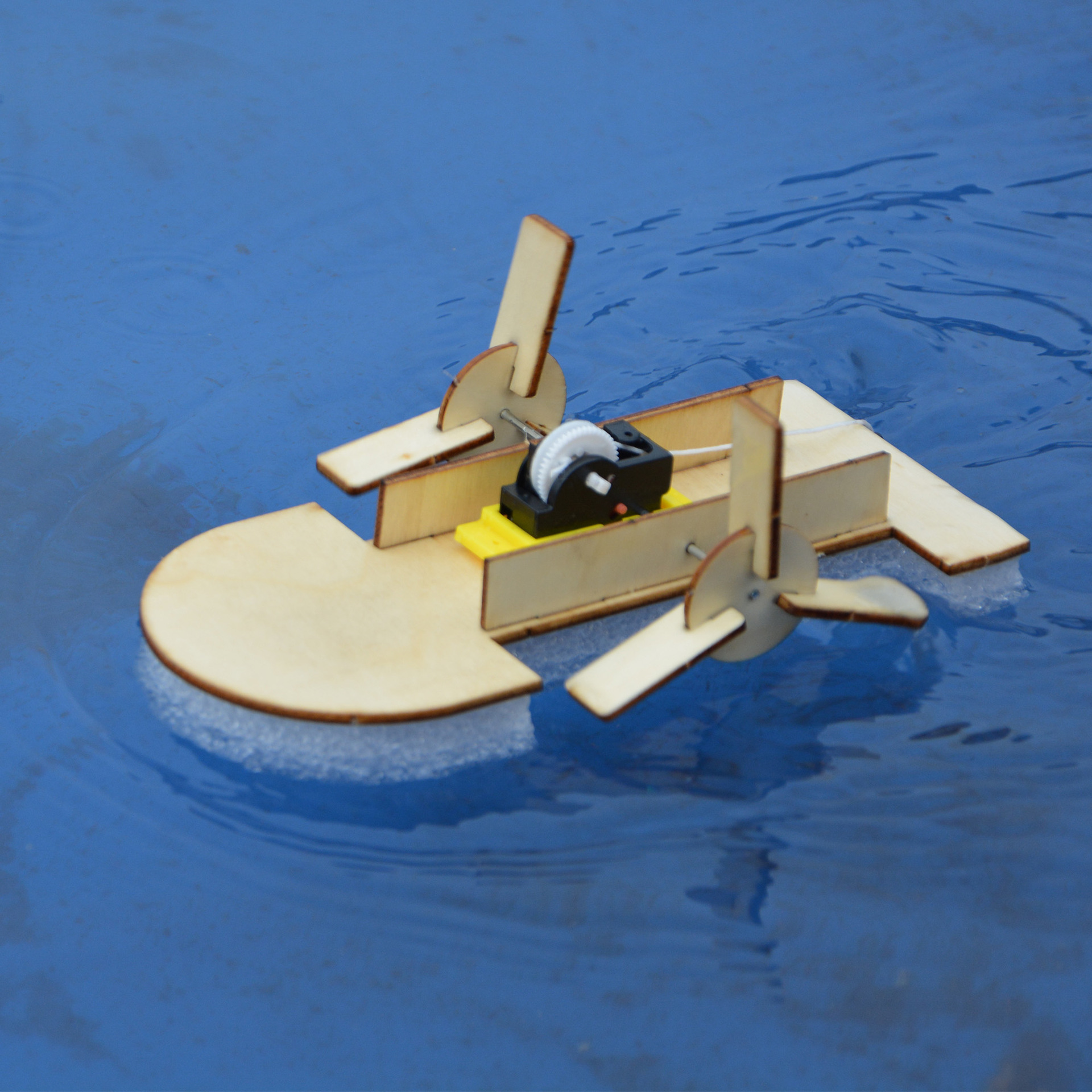 diy双桨明轮船拉线快艇中小学益智科技手工小制作轮船模型材料包