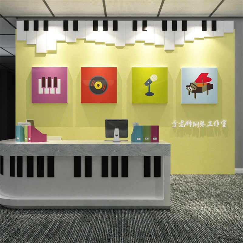 音乐教室布置文化墙琴行橱窗音乐教室墙面装饰布置钢琴器培训