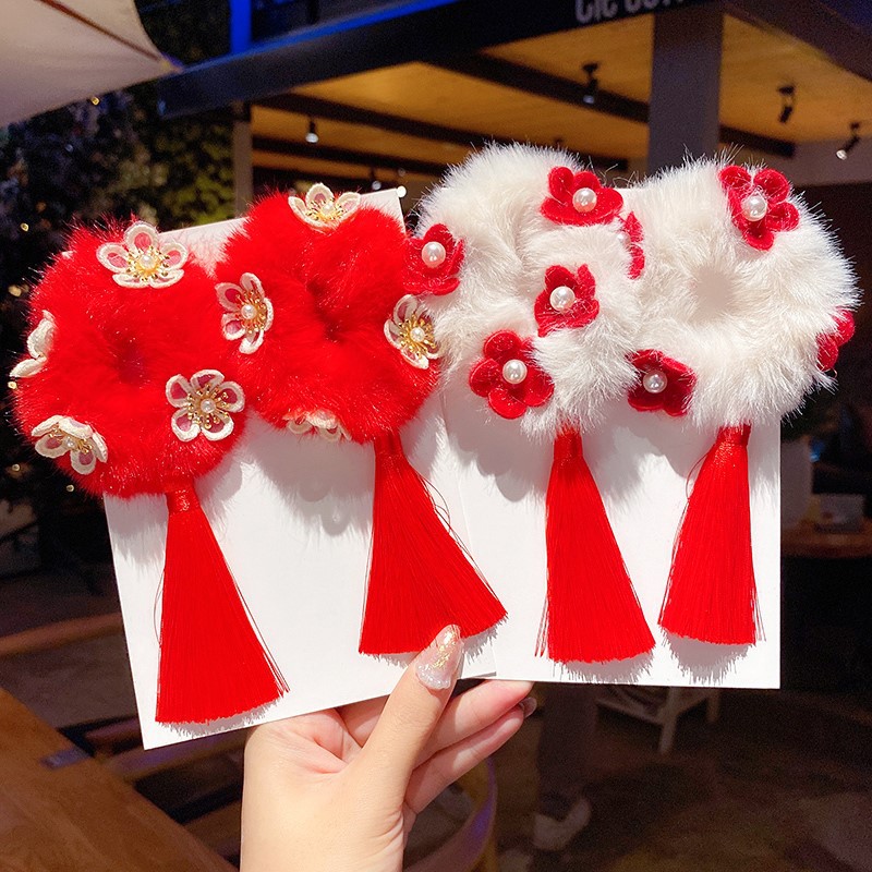 红头绳扎发风儿童过年喜庆女童中国风韩版洋气新年款扎丸子头