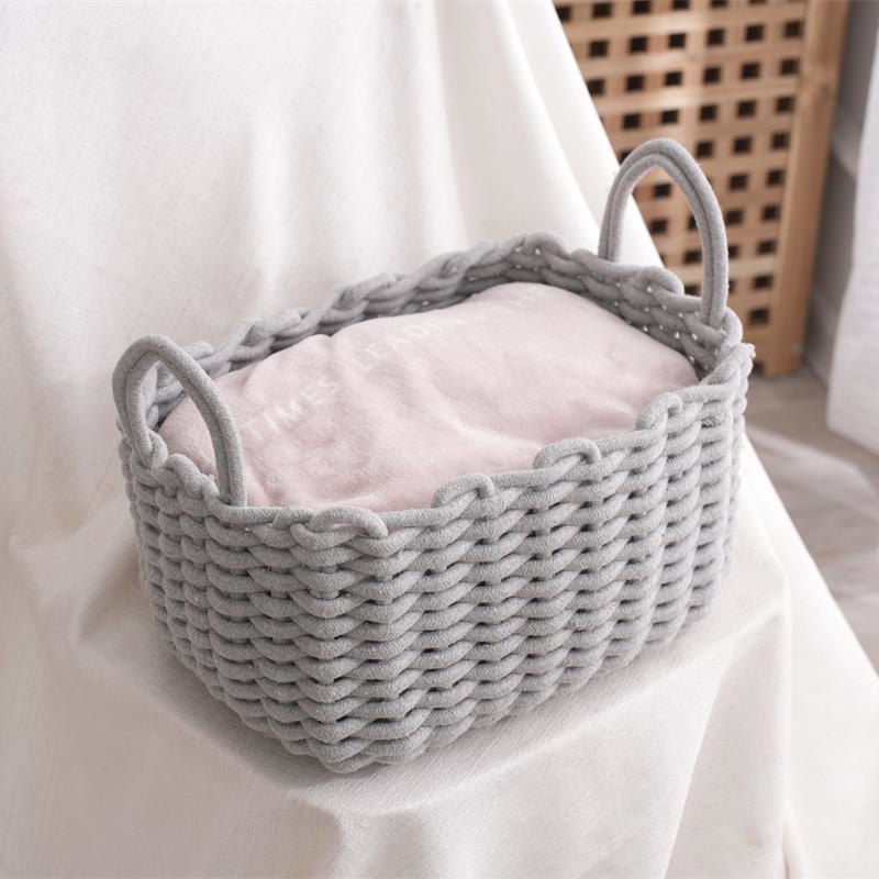 Nordic Instagram Style Hand-Knitted Cotton Rope Storage Basket Desktop Cosmetics Snacks Toy Key Storage Basket
