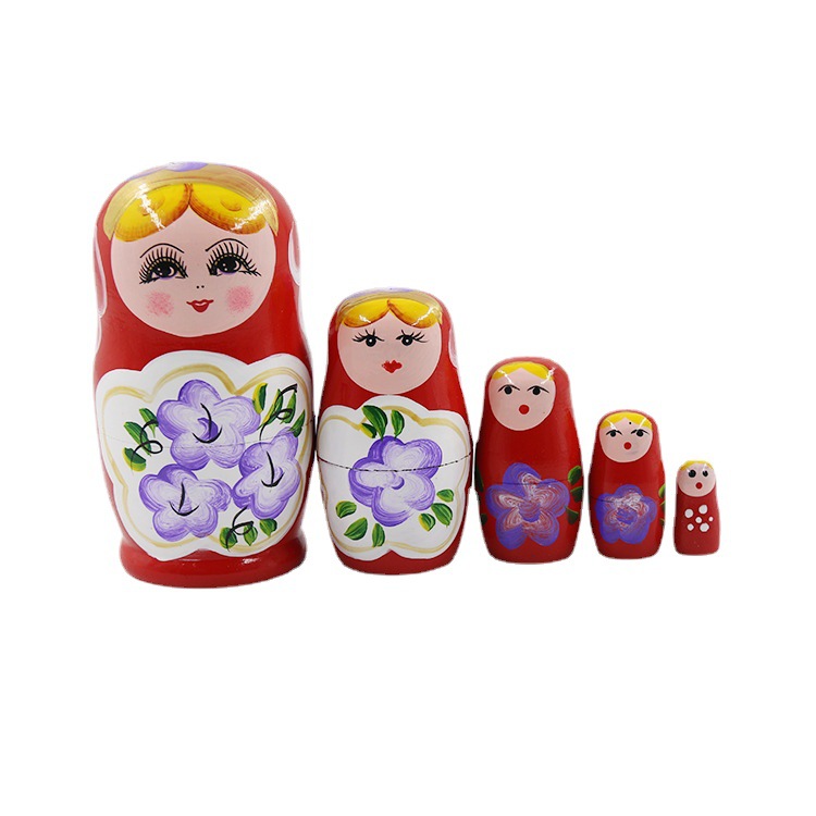 Russia Matryoshka Doll Five-Layer Hand Painted Paint Tourist Attractions Stall Supply Wooden Craftwork Decoration Toys Wholesale