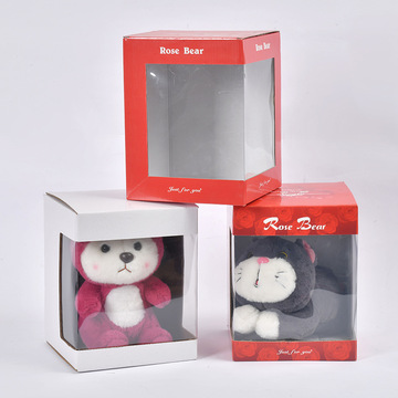 开窗毛绒玩具盒生日礼物包装盒定制游乐园动物园纪念品玩偶包装盒