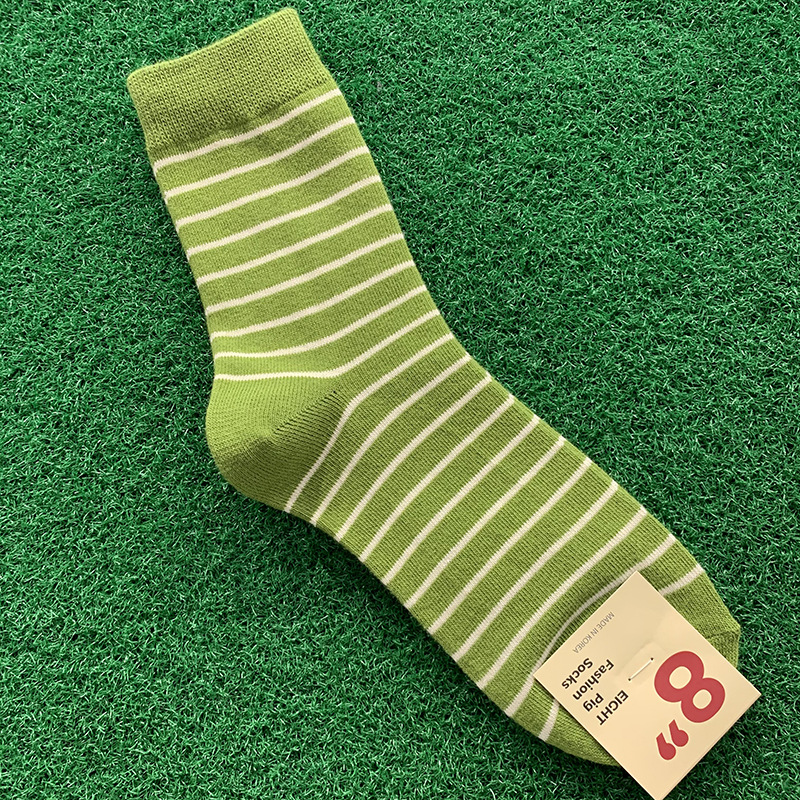 韩国东大门进口批发秋冬新品简约条纹棉袜学院风潮流女士中筒袜子
