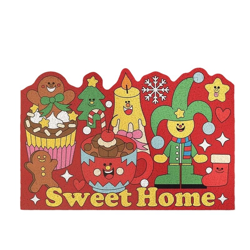 Cartoon Cute Style Entrance Door Mat Christmas Decoration Pvc Foot Pad Children Home Door Can Be Cut Pvc Loop Floor Mat