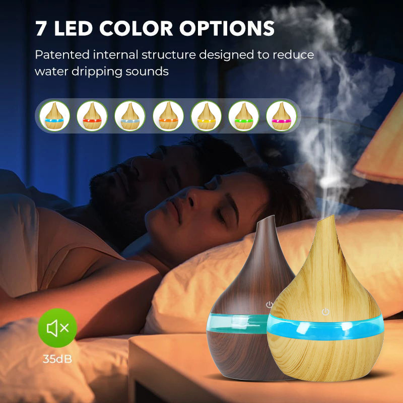 New 5v300ml Wood Grain Domestic Humidifier Colorful Aroma Diffuser USB Humidifier Car Humidifier Atomizer