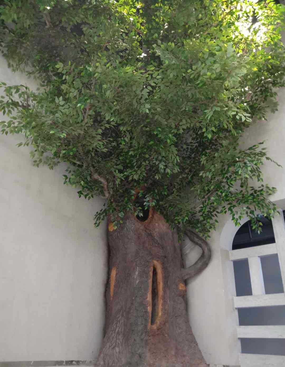 定制酒店客厅装饰仿真植物假大树室内玻璃钢假大榕树景观假树