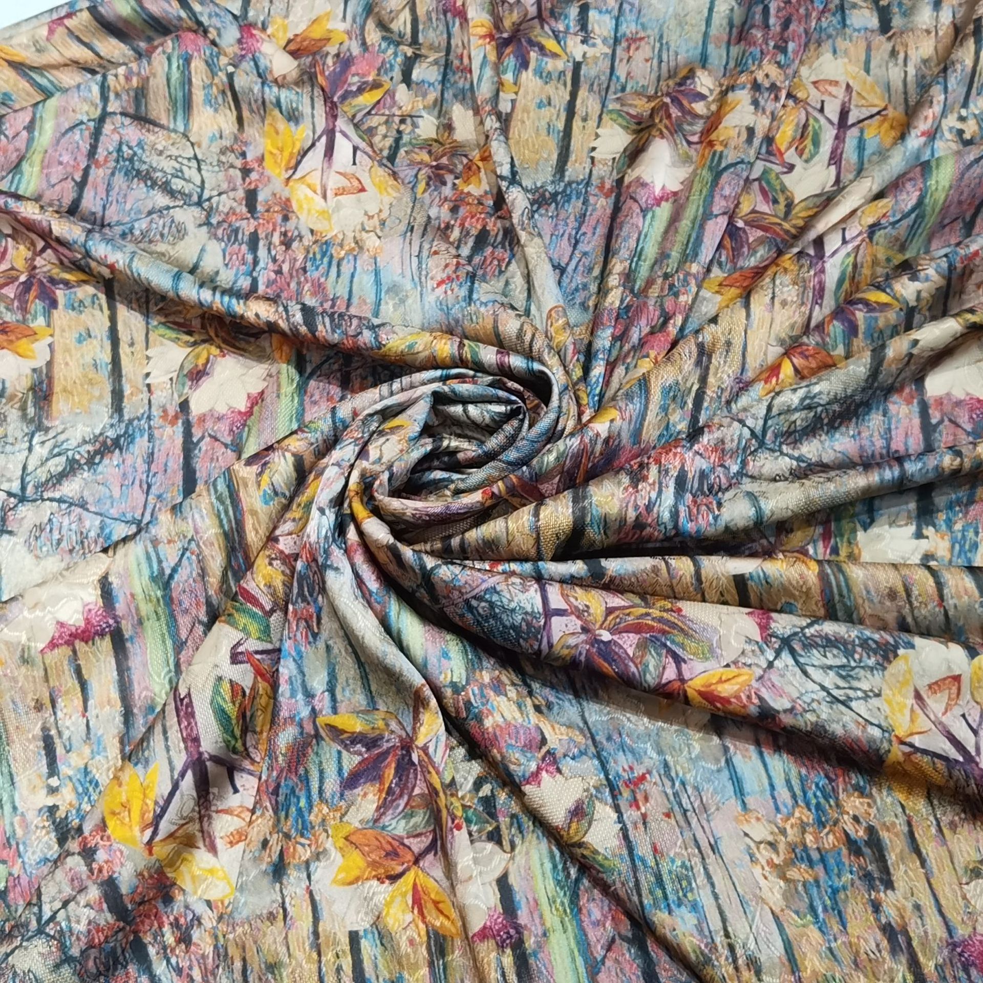 新品香云纱布料批发仿花罗醋酸缎旗袍裙子数码印花面料工厂直销