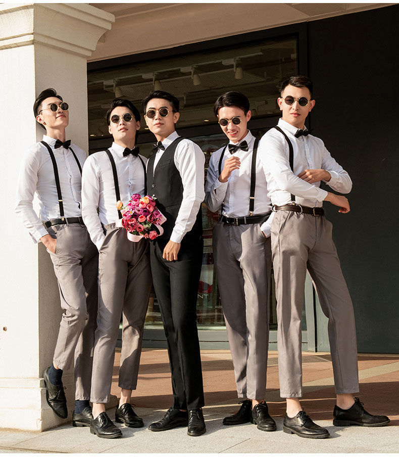 伴郎服西式兄弟装男结婚团服装西装男士衬衫马甲三件套装礼服春季