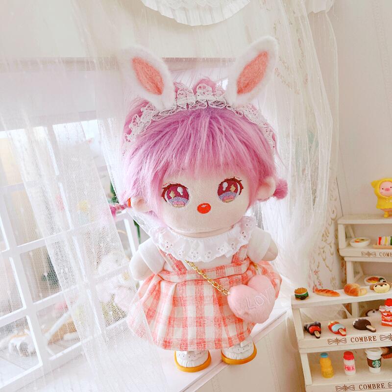 Spot Goods Linen Plaid Braces Skirt 20cm Suit 20cm Doll Clothes Star Cotton Baby Doll Dress-up