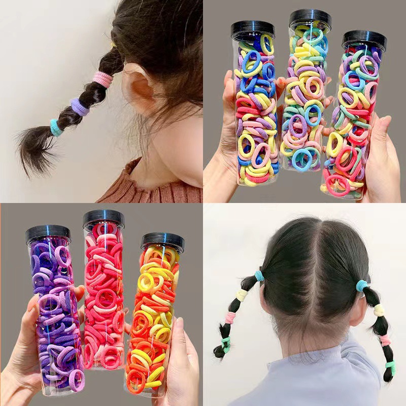 New Korean Style Girls' Colorful Towel Hair Ring Cute Children Canned Baby Highly Elastic Hair Rope Wholesale