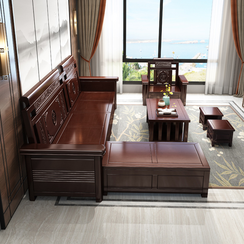 香樟木沙发实木红木新中式木沙发客厅现代简约中式小户型家具组合