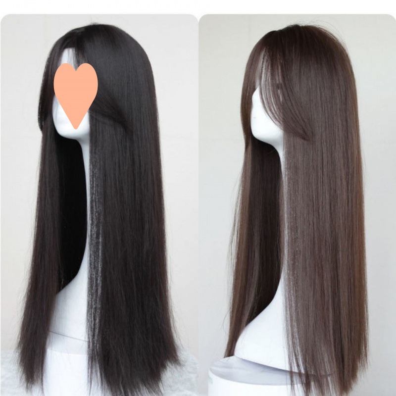 真发假发全头套发女长发八字刘海蓬松自然发套女头逼真中分长直发