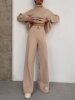 2021 AliExpress Cross border Long sleeve Wide leg pants fashion Easy High collar leisure time Two piece set 2021 AliExpress Cross border Long sleeve Wide leg pants fashion Easy High collar leisure time Two piece set