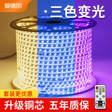 批发灯带led三色变色七彩家用长条户外防水吊顶客厅粘灯条220V