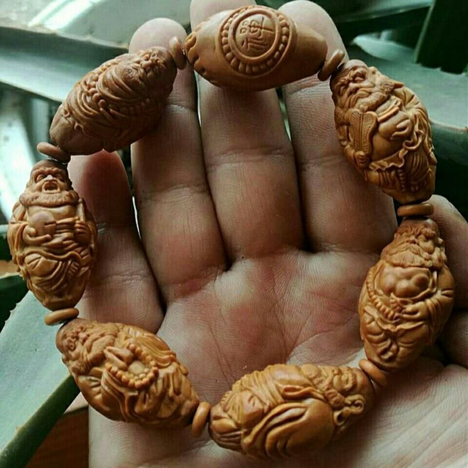 橄榄核手串手工达摩六祖大粒橄榄核雕达摩六式男士文玩手链