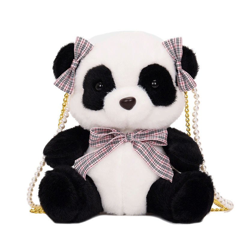 Cute National Treasure Panda Doll Female Shoulder Bag Crane Machines Gift Panda Bag Wholesale Cartoon Plush Crossbody Bag