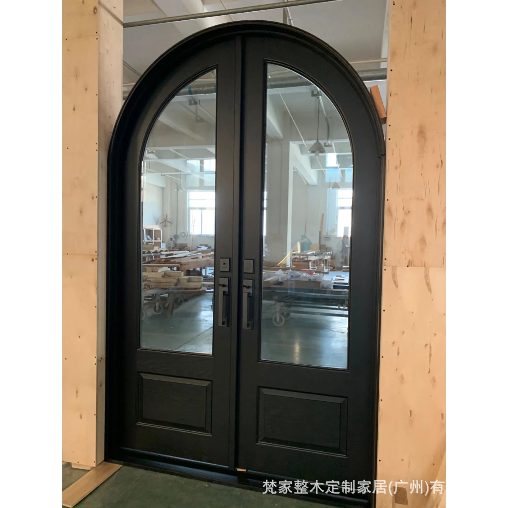 法式拱形双开门玻璃门卧室门实木对开门复古风套装门室内门烤漆原