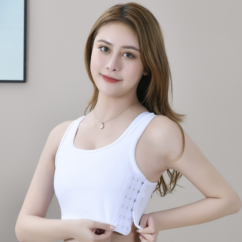 les束胸内衣女显胸小 大胸显小学生塑胸紧身胸衣侧扣运动背心塑身
