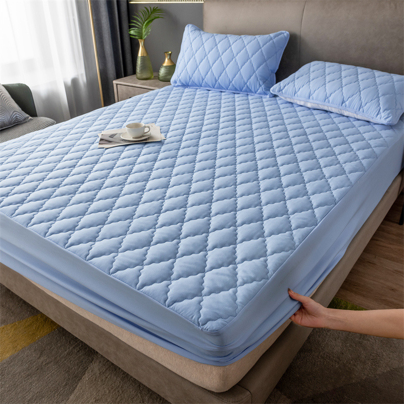 Cross-Border Home Textile Washed Cotton Quilted Waterproof Fitted Sheet Thickened Mattress Protective Cover Diaper Pad Simmons Bedspread