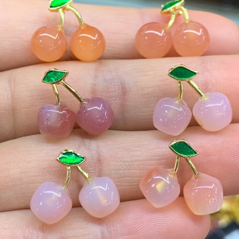 天然玛瑙南红玛瑙冰飘樱桃红粉戴diy铜配件文玩配饰雕刻件配件