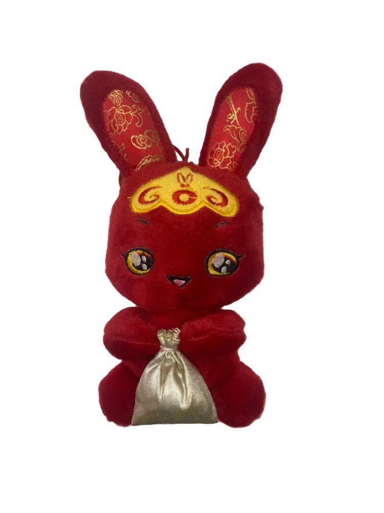 Year of Rabbit Mascot Doll Plush Toy Rabbit Doll Zodiac God of Wealth Rabbit Doll Annual Meeting Gifts Logo