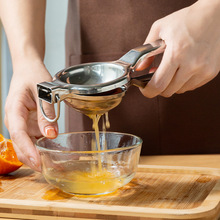 不锈钢柠檬夹大号水果橙子压汁器厨房家用手动榨汁器带环便携挤水