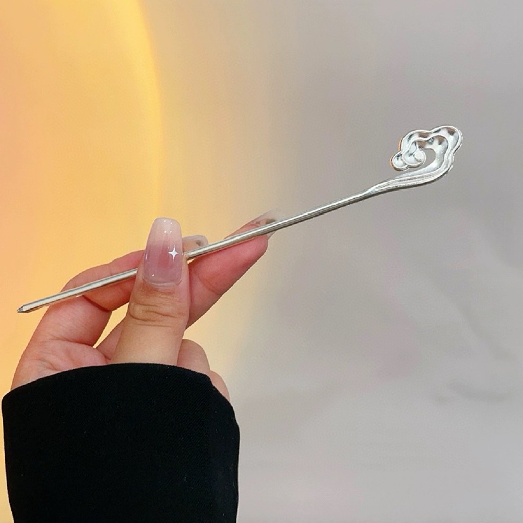 银佳银饰 足银990 亮面祥云发簪 时尚潮流 精品现货一件代发-阿里巴巴