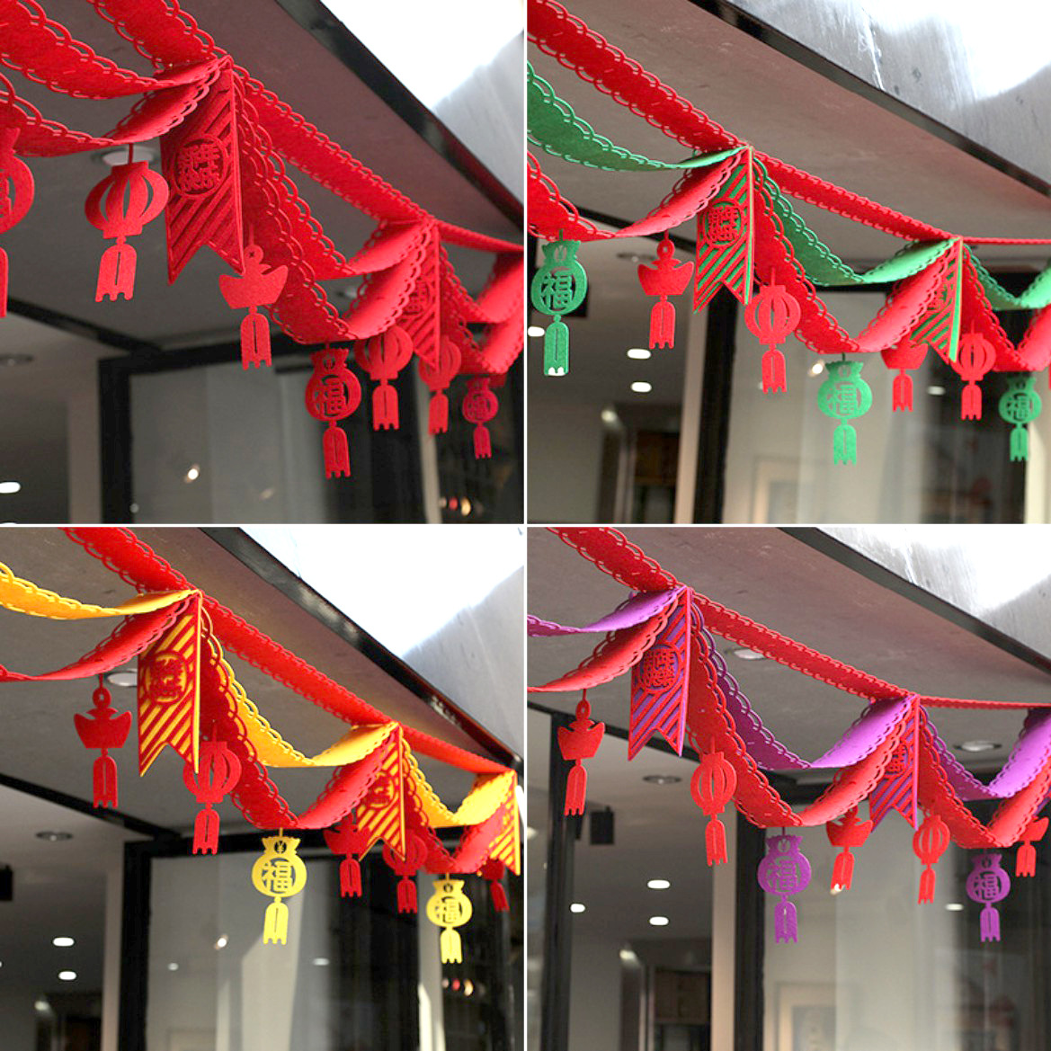 牛年庆新年拉花春节商场场景布置波浪吊旗装饰彩带元旦波浪旗挂饰