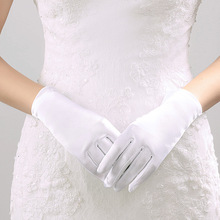新娘手套女韩式冬结婚礼服婚纱手套蝴蝶结短款白色手套