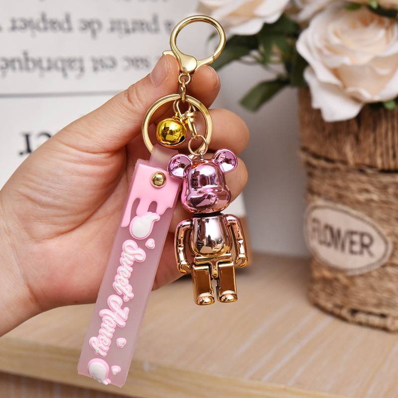 Acrylic Violent Bear Keychain Pendant Couple's Cartoon Unique Doll Schoolbag Car Pendant Small Gift