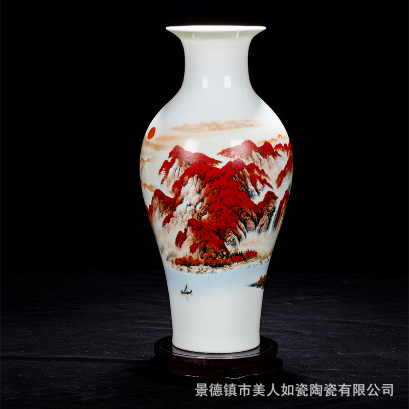 Factory Direct Supply Ceramic Vase Decoration Decoration Overglazed Color Figure Medium Buddism Godness Guanyin Bottle Chinese Household Wine Cabinet Ceramic Decoration