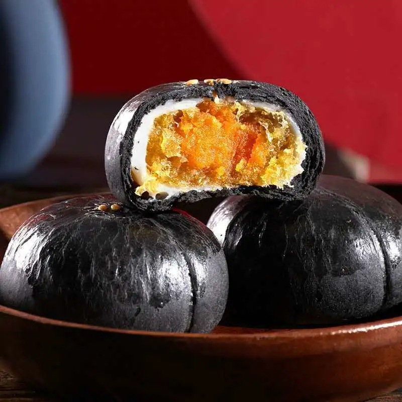黑金酥雪媚娘蛋黄酥独立小包装网红儿童小零食甜品糕点心月饼批发