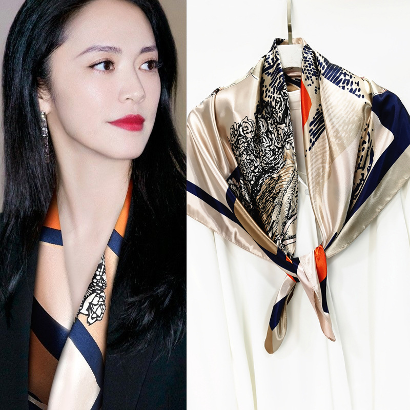 跨境春季新款70cm 四季百搭女士大方巾丝巾头巾 防晒披肩围巾批发