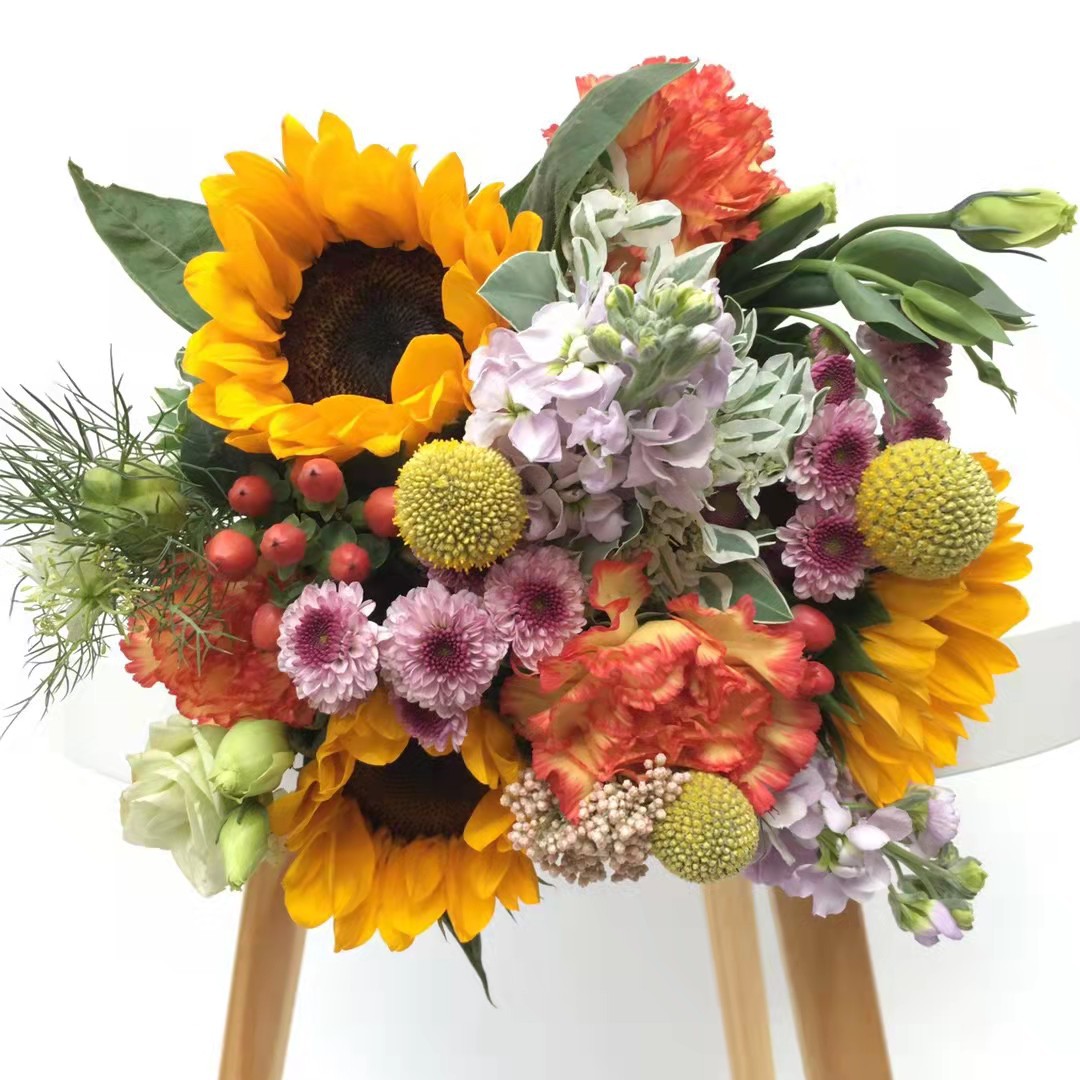 【福袋花束】 向日葵阳光福袋 主花3支向日葵配花配草随机 鲜切花