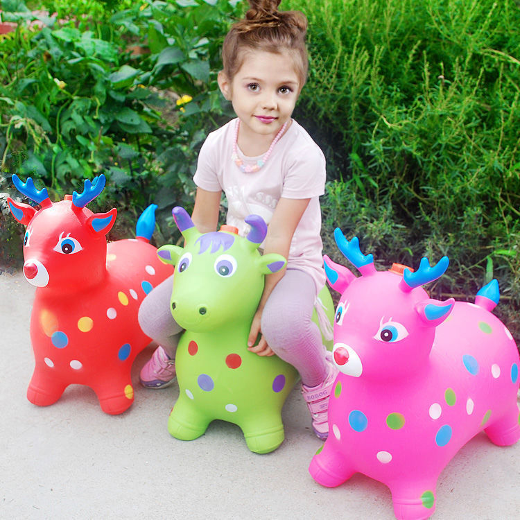 Inflatable Horse Toy Children Jumping Horse plus-Sized Thickened Jumping Deer Environmental Protection Rubber Outdoor Baby Music Horse Horse Riding