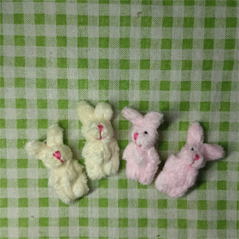 娃娃毛绒玩具小号4.5cm长毛关节小兔子DIY装饰品配件材料辅料批发