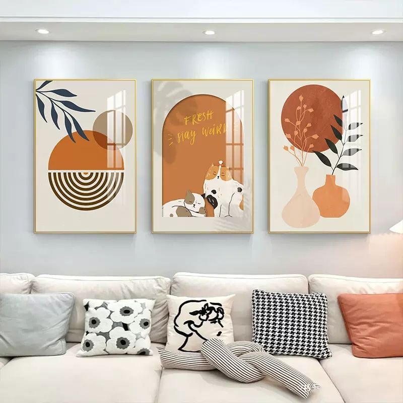 装饰画批发客厅沙发背景墙暖居花卉墙画挂画简约三联壁画