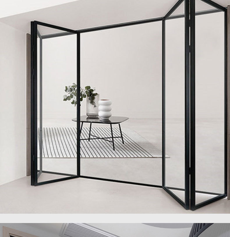 铝合金边框阳台客厅玻璃折叠门隔音室内卧室窄边框折叠简约隔断门